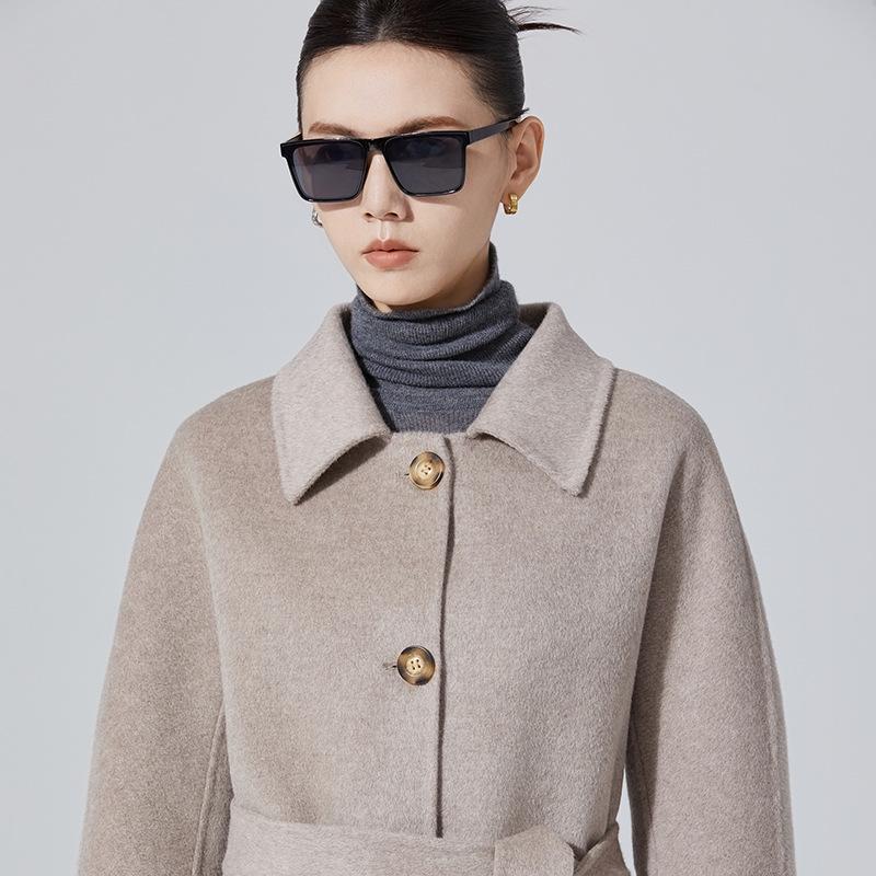 Elegant Double-Sided Wool Coat with Doll Collar and Multi-Button Design