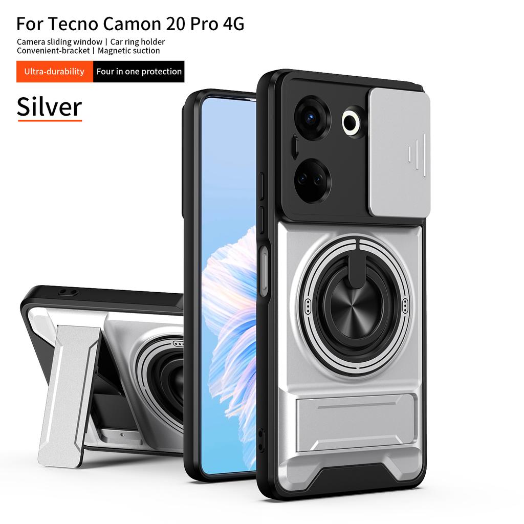 For Tecno Camon 20 Pro 4G Case Tecno Camon 20 Cover Magsafe Magnetic Fold Holder Military Armor Camera Protection Cover