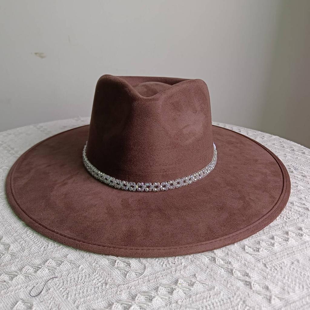 Fedora Suede Wide Brim Hat Unisex Western Wide Brim Rancher Hat Pure Suede Jazz Hat Horse Riding Party Gift Hat Wide Brim Hat