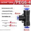 Pneumatic Air Tube Quick Connector PE8 Straight Tee with Reducing Blue Cap PEG8-6/10.