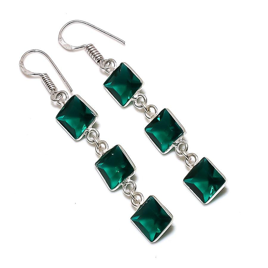 

Серьги из серебра 925 пробы с натуральным хромдиопсидом ручной работы 2,36 дюйма P0v54