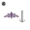 F136 Titan Marquise Blume Piercing Schmuck - Intern Gewindestecker für Ohr, Lippe, Nase, 1,2/1,0mm Dicke