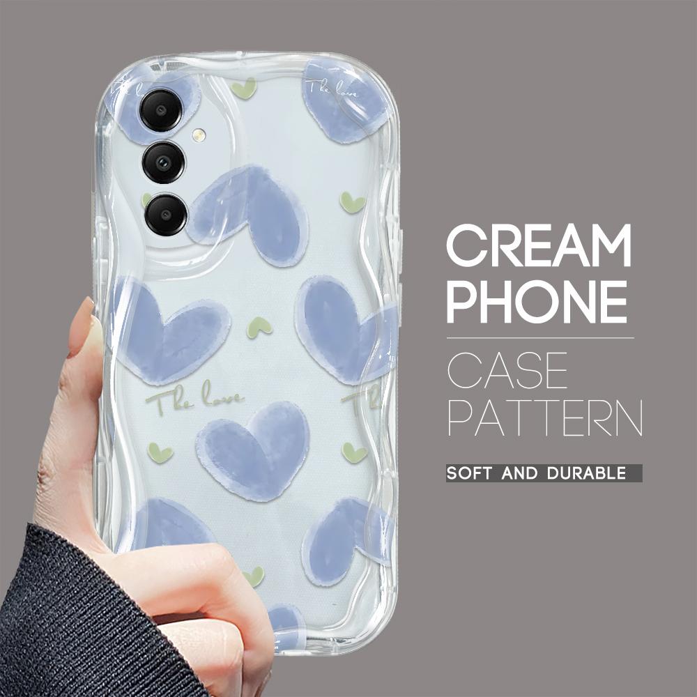 Søt tegneseriemønster krem tekstur deksel Bølget kant mykt silikondeksel Telefonveske for Samsung