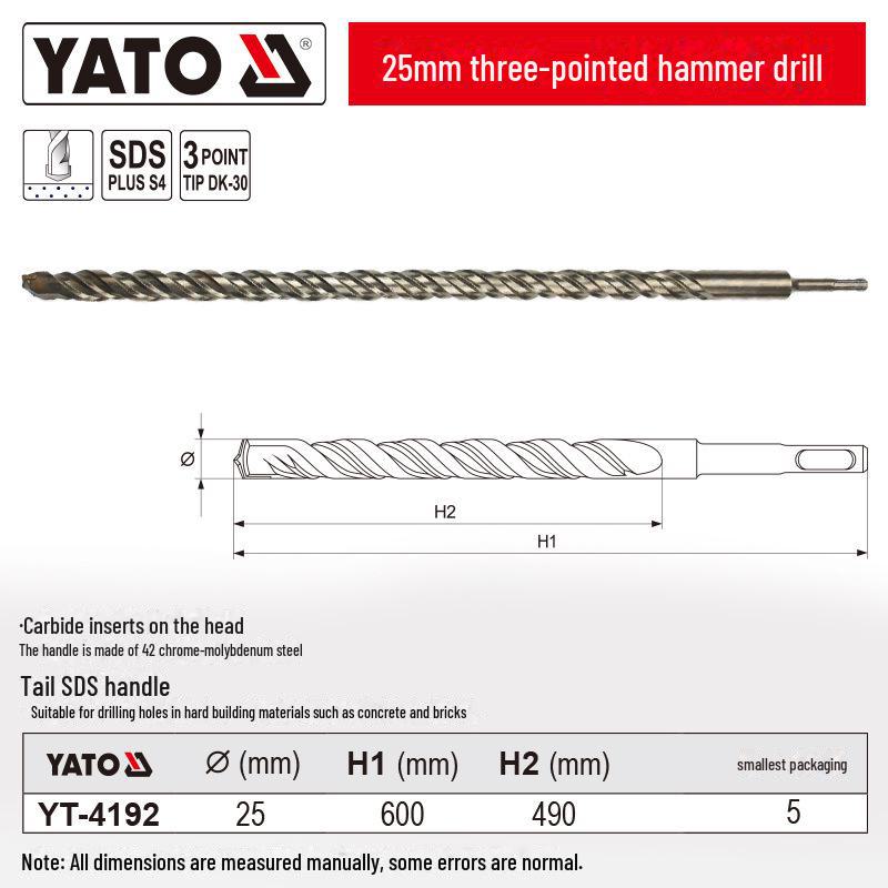 מקדח פטישון אימפקט YATO 12-25 מ"מ לקירות בטון ומלט