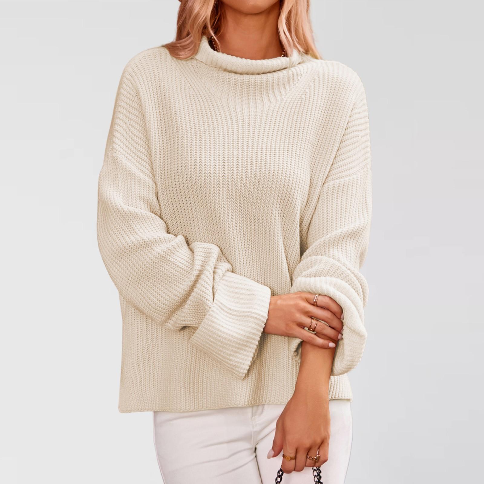 

Женский однотонный пуловер с длинным рукавом и круглым вырезом L