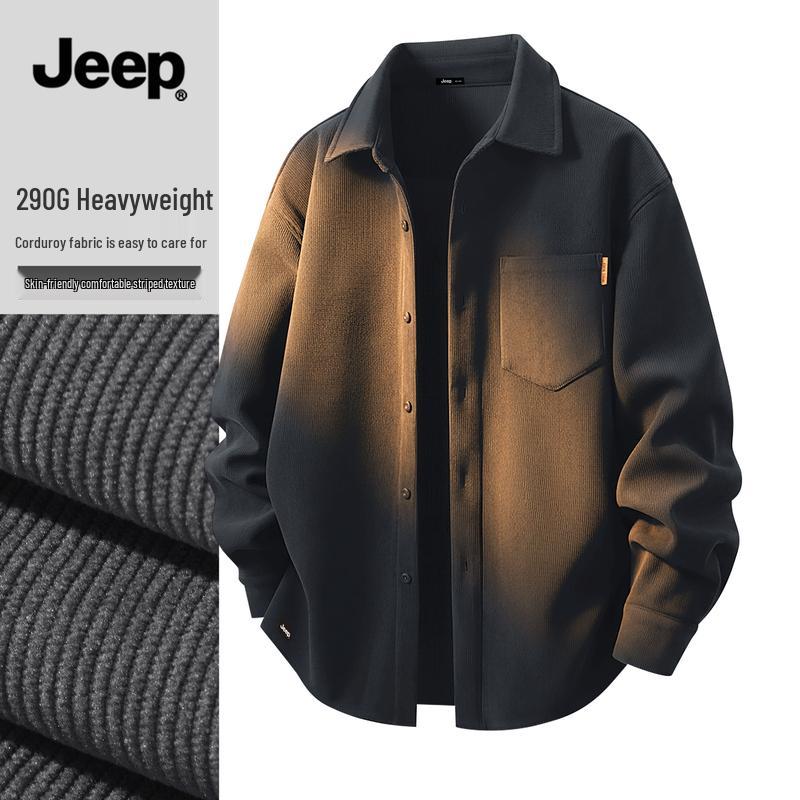 JEEP Men's Casual Corduroy Long Sleeve Shirt