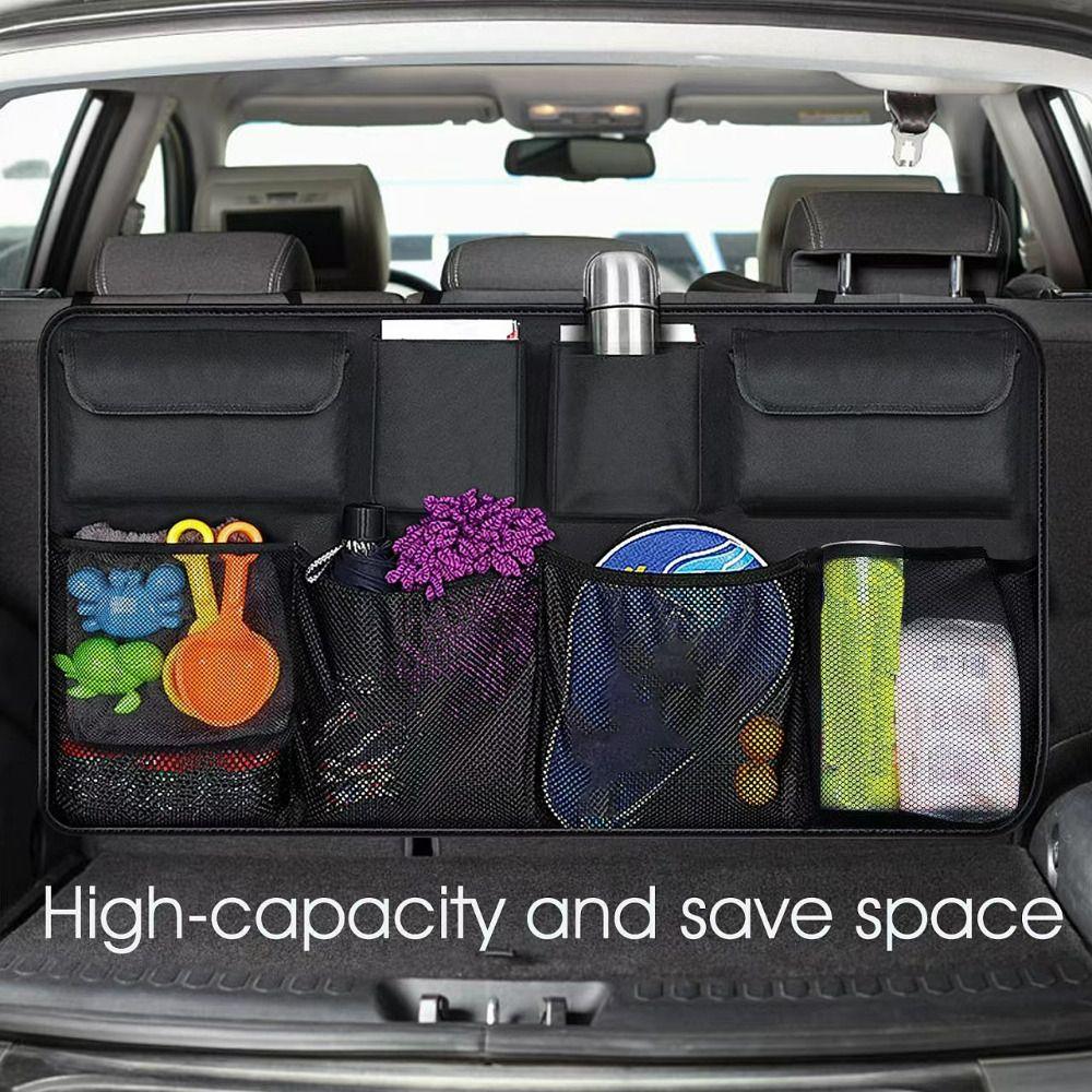 Adjustable Car Trunk Organizer Multi-Pocket Auto Seat Back Hanging Organizer Universal