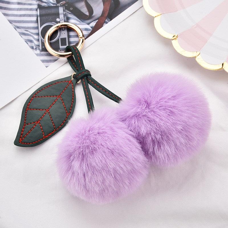 Plush Cherry Faux Mink Fur Keychain & Bag Charm