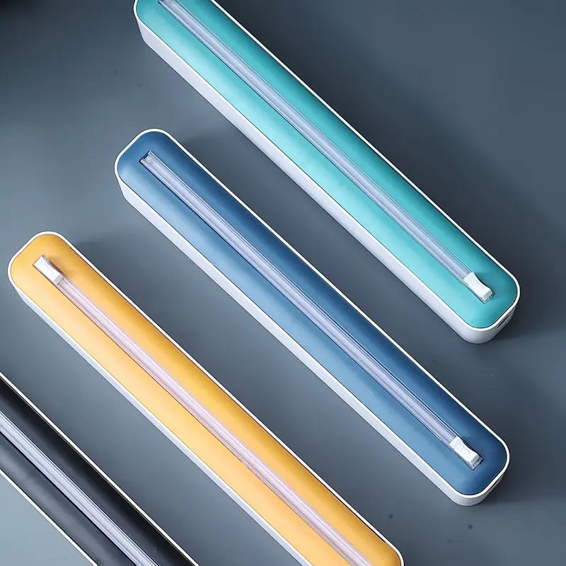 1pc Plastic Bag Holder, Plastic Cling Film Cutting Dispenser, Magnetic Cutting Box, Magnetic Refillable Plastic Packaging Dispenser