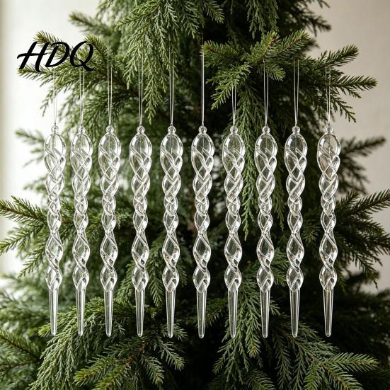 Decorative Pendants 12Pcs Colorful for Holiday Windows Ornaments Acrylic Spiral Icicle Twisted Ice Bar Hanging