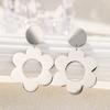 Stainless Steel Earrings Simple Style Symmetrical Circle Flower Design New Fashion Earrings For Women Zircon  Atmospheric Gifts