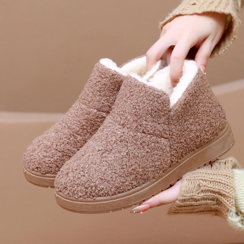 Winter Velvet Warm Snow Boots Fluffy Boots Lazy Flat Cotton Shoes Versatile Fashion Casual Shoes