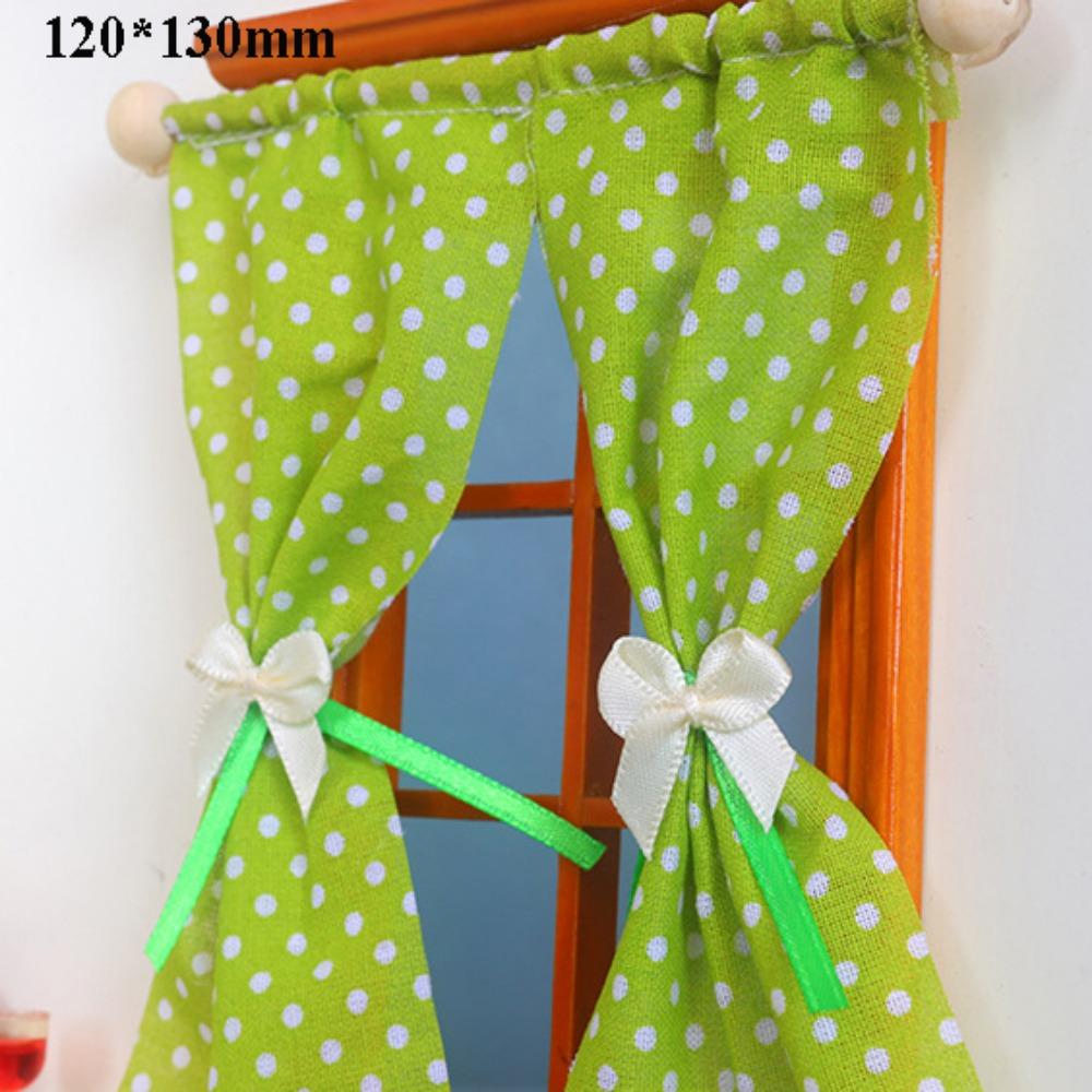 1/12 Dollhouse Sweet Floral Curtains Model Lace Mesh Dolls House Living Scene Decor