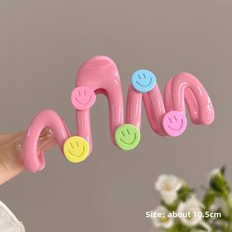 

1PCS 10.5cm Blue Heart Wave Shaped Hair Claw Cream Color Clips for Women Sweet Cute Irregular Shark Clip Large Ponytail Clip Hairpins