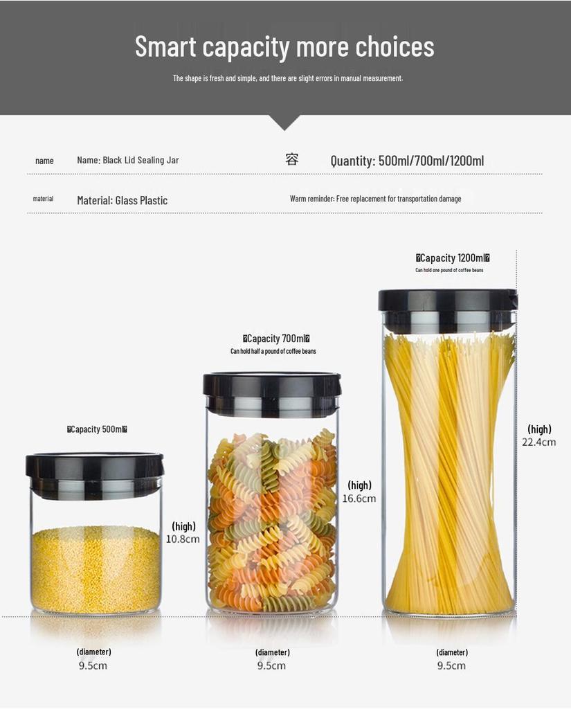 Airtight Lead-Free Glass Storage Jar for Coffee, Tea, Grains, and Dry Goods