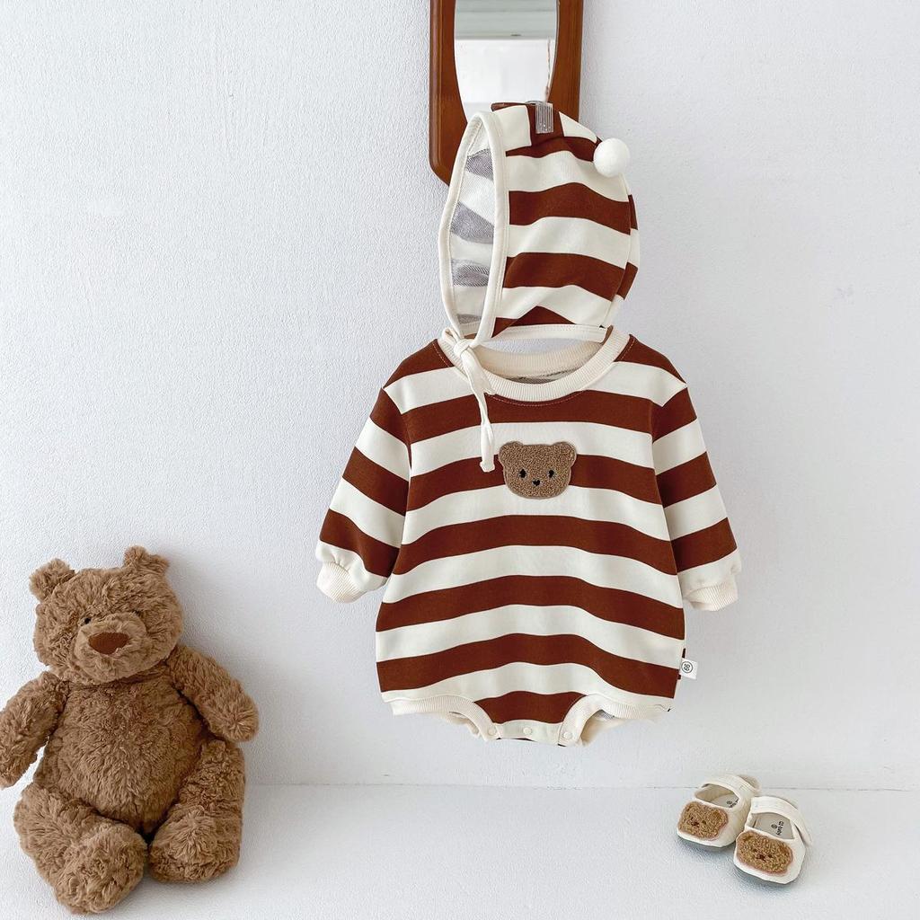 Korean Autumn Baby Romper: Cute Bear Pullover for Newborns, Boys & Girls - Ideal for Outdoor Play