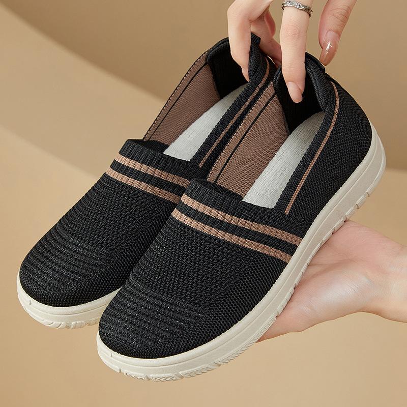 Women's Slip On Sneakers Casual Lightweight Workout Flats Shoes for Women Non Slip Walking Shoes Comfortable Office Loafers Knitted Dress Shoes