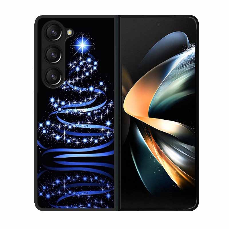 Christmas Case For Samsung Galaxy Z Fold 6 5 4 3 Cover Fold5 Fold4 Lovely Black Hard Plastic PC Cover For Galaxy Z Fold5 5G Case