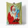 TU Santa Claus Throw Blanket Cozy Christmas Gift Festive Home Decor Holiday Reindeer Reversible Soft Warm Bedding Gift Idea Cozy