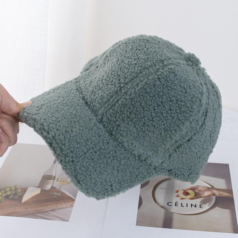 

Зеленая кепка-утка из ягнячьей шерсти: Корейский стиль, Осень-Зима, Универсальный и Элегантный Adjustable