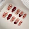 Zhuoshimei Handmade Wearable Red & Whitening Nail Patches - Love Heart Polka Dot Design