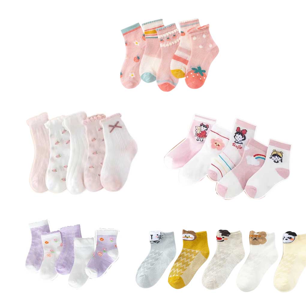 10 Pairs Kids Socks Boys Unisex Children Ankles Hosiery Casual Breathable Comfortable Footwear Accessory Summer School