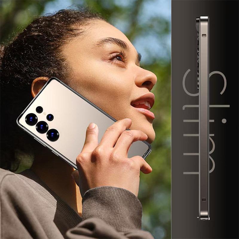 Titanium Metal TPU Frame Hybrid Armor Phone Case for Samsung Galaxy S26 Ultra S25 S24 Ultra Plus Lightweight Hard Bumper Anti Drop Protect Cover