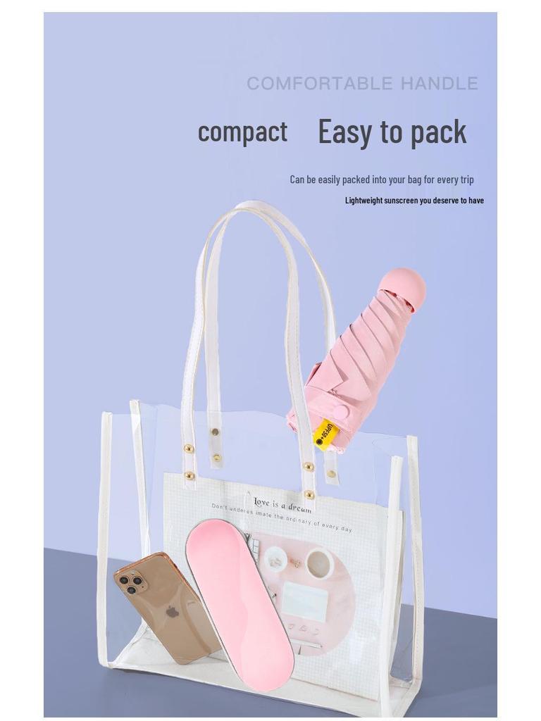 50% Off Mini Portable Capsule Umbrella - Ladies' Gift, Custom Print, Black Glue Sunshade Parasol