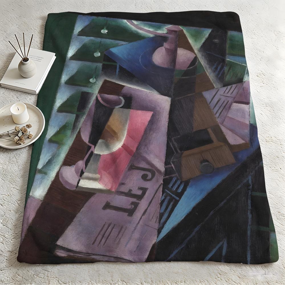 Art JJuan Griss Throw Warm Soft Flannel Blanket Multiuse for Sofa Bed Camping Travel Nap