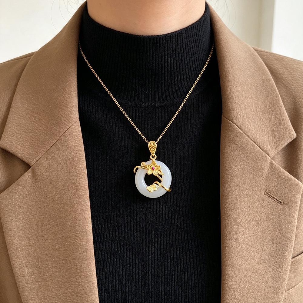 Elegant Lotus Knot Pendant Necklace: National Style Design with Hollow Blooming Lotus on Versatile Round Chain for Women