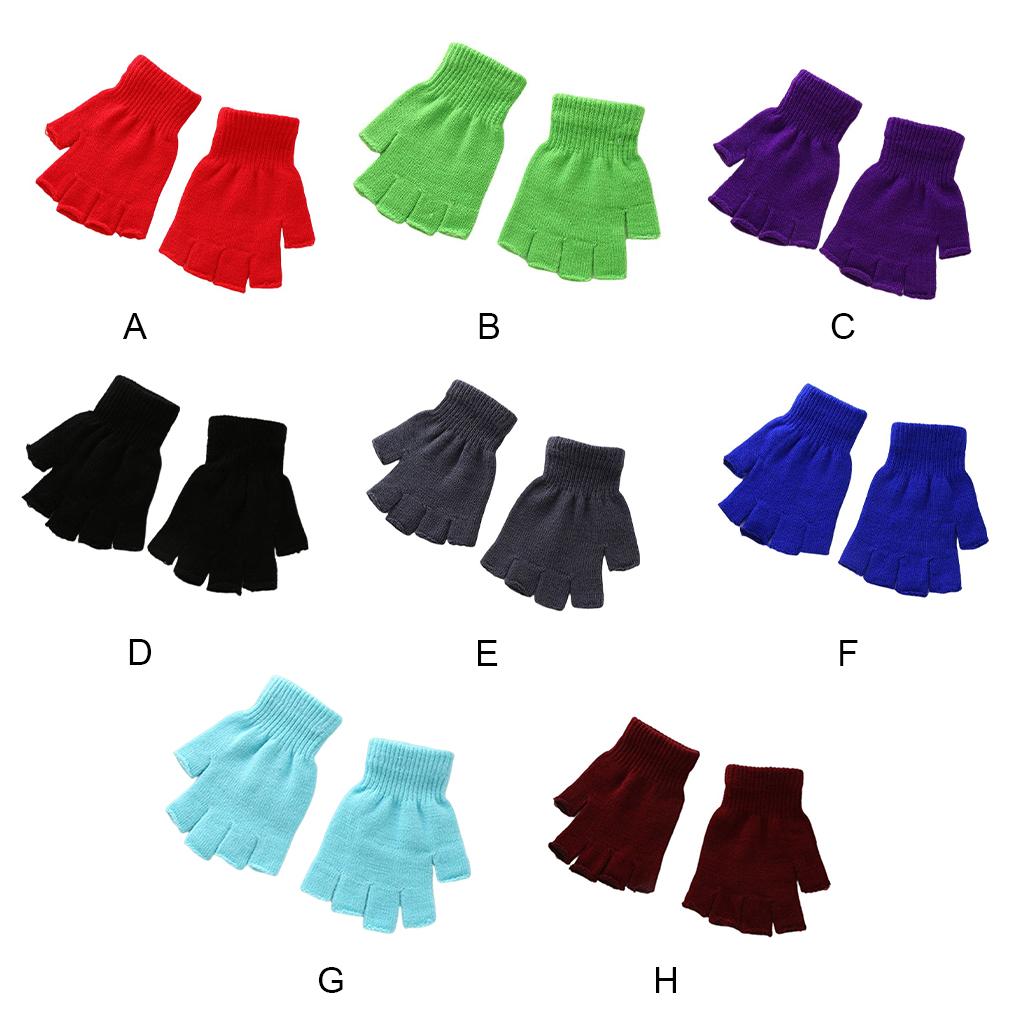 1 Pair Knitted Half Fingertip Gloves Unisex Stretch Elastic Fingerless Mittens Road Cycling Riding Biking Warm Women Men