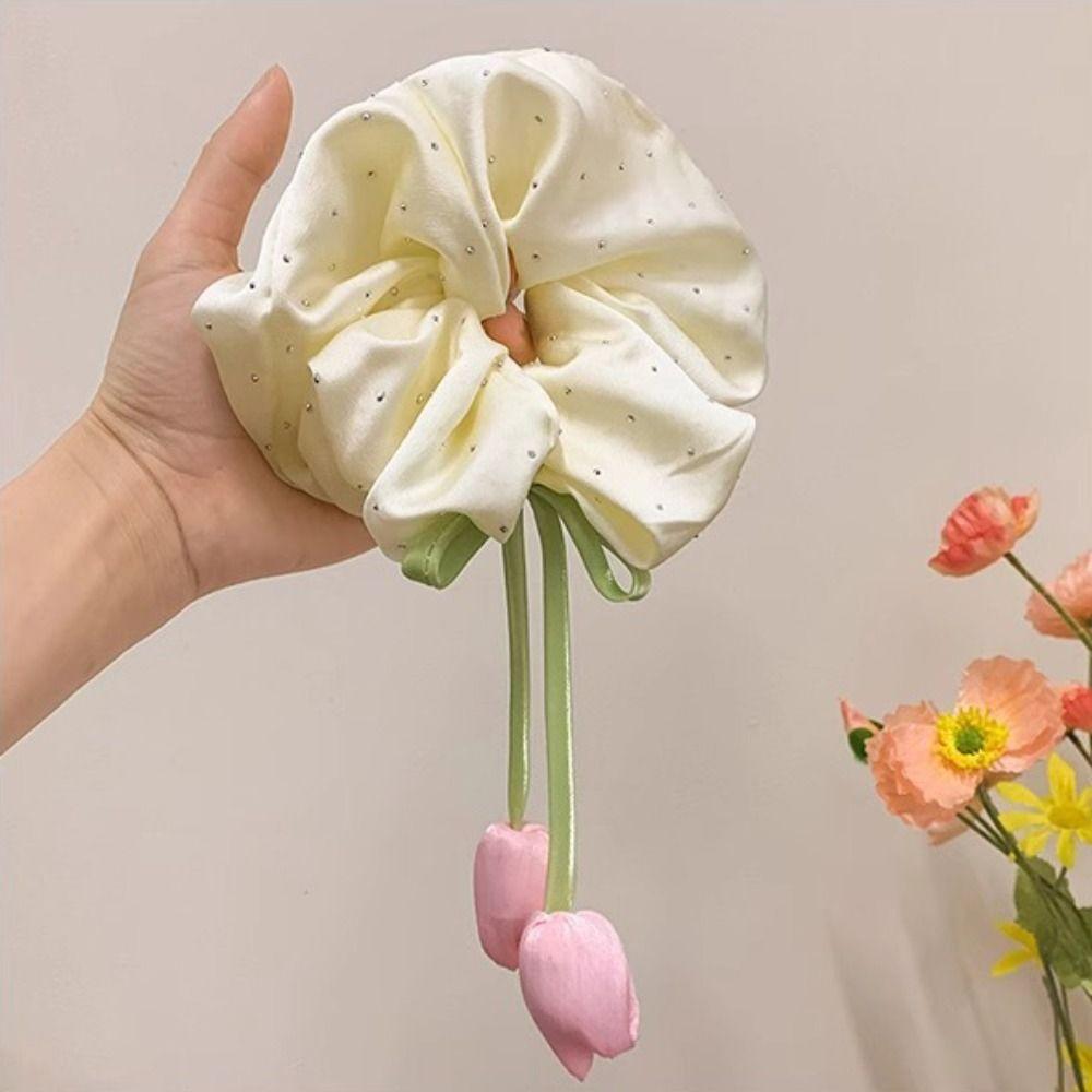 Elastic Material Tulip Headbands Spring Design Flower Elastic Hair Ties  Women Hair Accessories