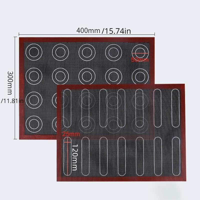Thick Silicone 30x40cm Two Sided In One Printing Macaroon Puff Baking Mat Non Stick Pastry Oven Cake Perforated Sheet Liner Mat