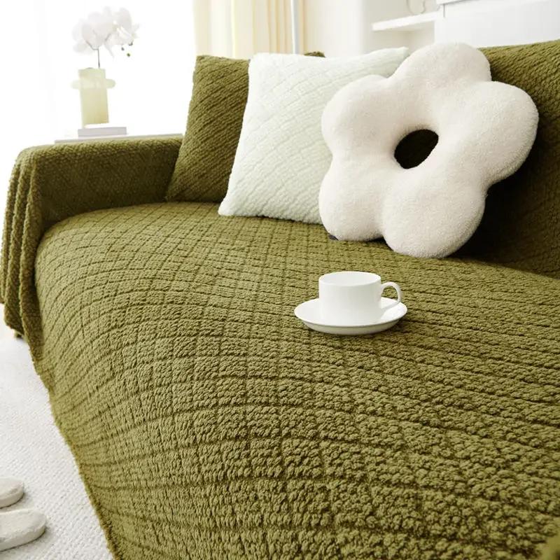 Double Sided Usable Plush Sofa Cover Fabric Multiple Functions Anti Slip Plush Blanket Advanced Anti Cat Scratch Sofa Cushion