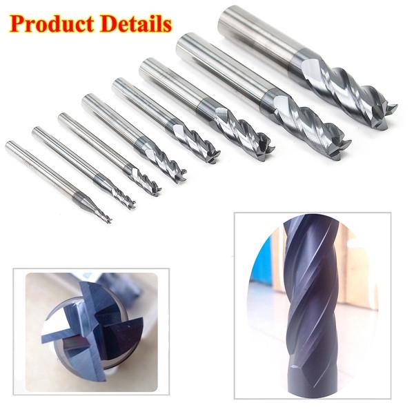8pcs 4 Flutes Straight Shank Tungsten Steel Milling Cutter Tool CNC 2-12mm Carbide End Mill Set