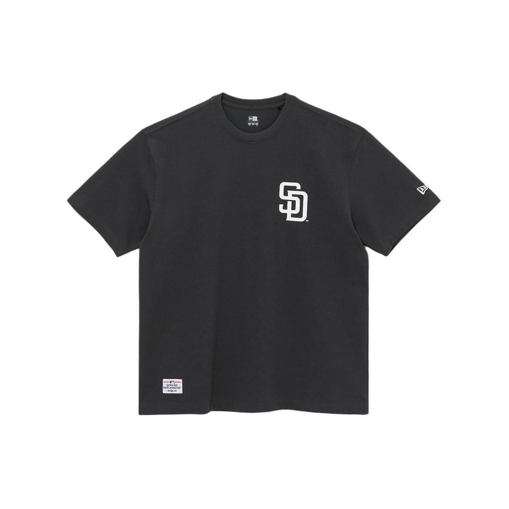 New Era SS24 MLB Letter Print Crew Neck Short Sleeve T-Shirt Unisex Tops Black Gray 14179139