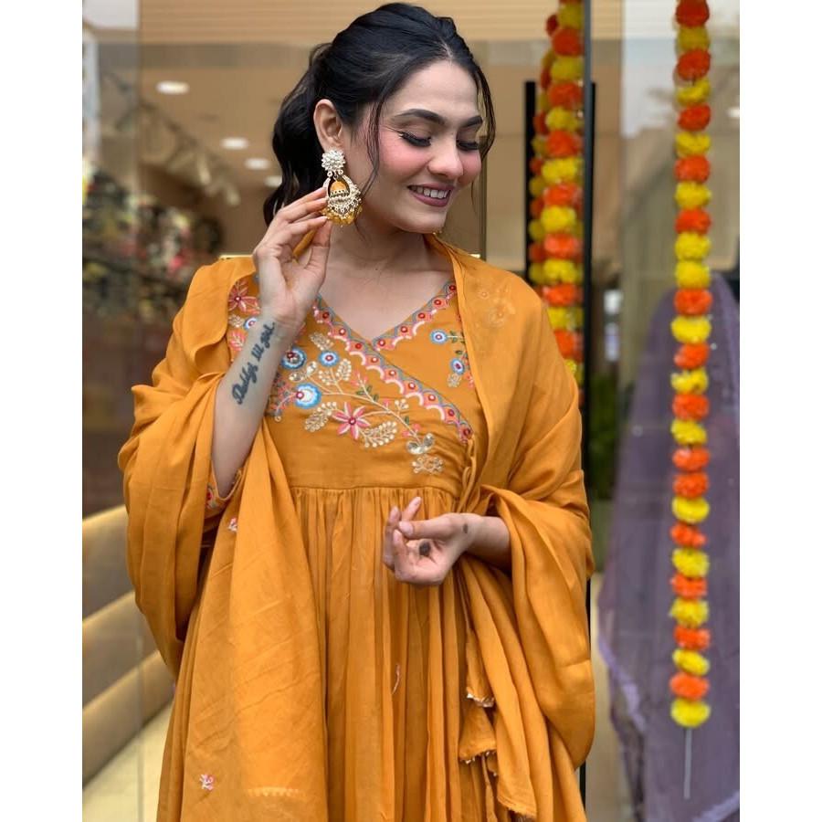 Women Bollywood Kurti Salwar Suit Indian Party Wear Kurta Pant Dupatta Set Dress VFP-1821a