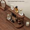 2 Tier Makeup Organizer for Vanity Bamboo Wooden Cup Holder for Coffee Bar Mug Display Rack for Counter Kitchen Storage Shelf