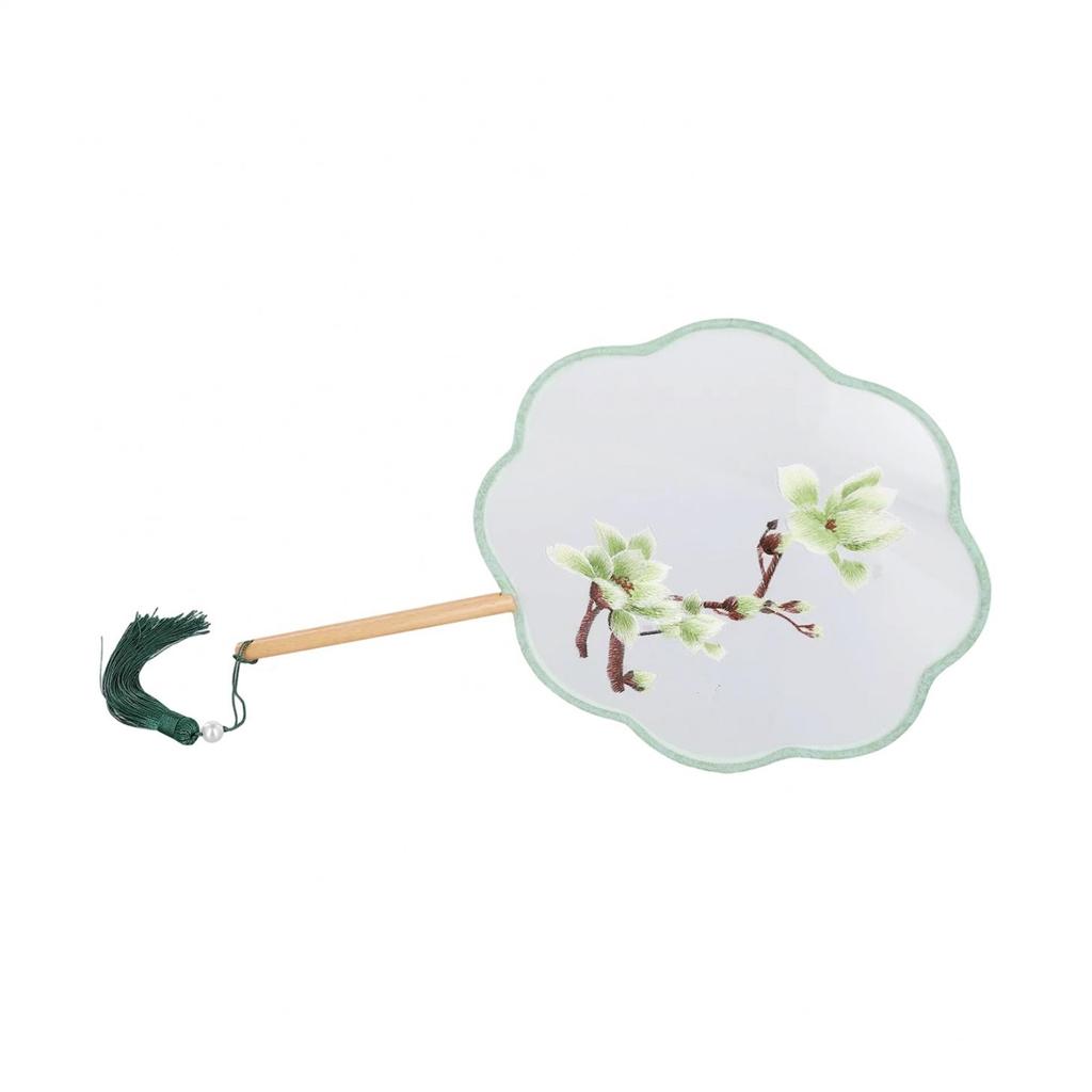 Doppelseitiger bestickter runder Fächer Antiker Stil Suzhou-Stickerei Hanfu-Fächer