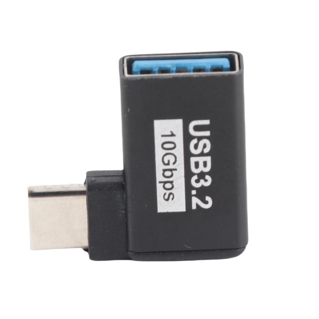 90 Degree USB 3.2 Female To USB‑C Male OTG Adapter Support High Speed Data Sync Fast Charging