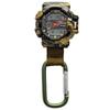 Klefer Pocket Watch with and Army Carabiner, Digital/Analog, Waterproof, Stopwatch, Light, Beige, AZ-CB-AD079-BR
