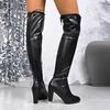 Fashion New Women's Boots for Autumn and Winter Large-sized Round-toe High-heeled Leather Boots Fashionable Over-the-knee Women's Boots