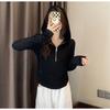 Women‘s Hooded Long Sleeve Half Zip Slim Fit Pullover Top Casual Solid Basic Tee