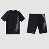 Men Swimming Shorts Water Sport Top O Neck Short Sleeve Slim Fit Elastic Breathable Quick-drying Striped Knee Length Pants Surfing Wading Sports