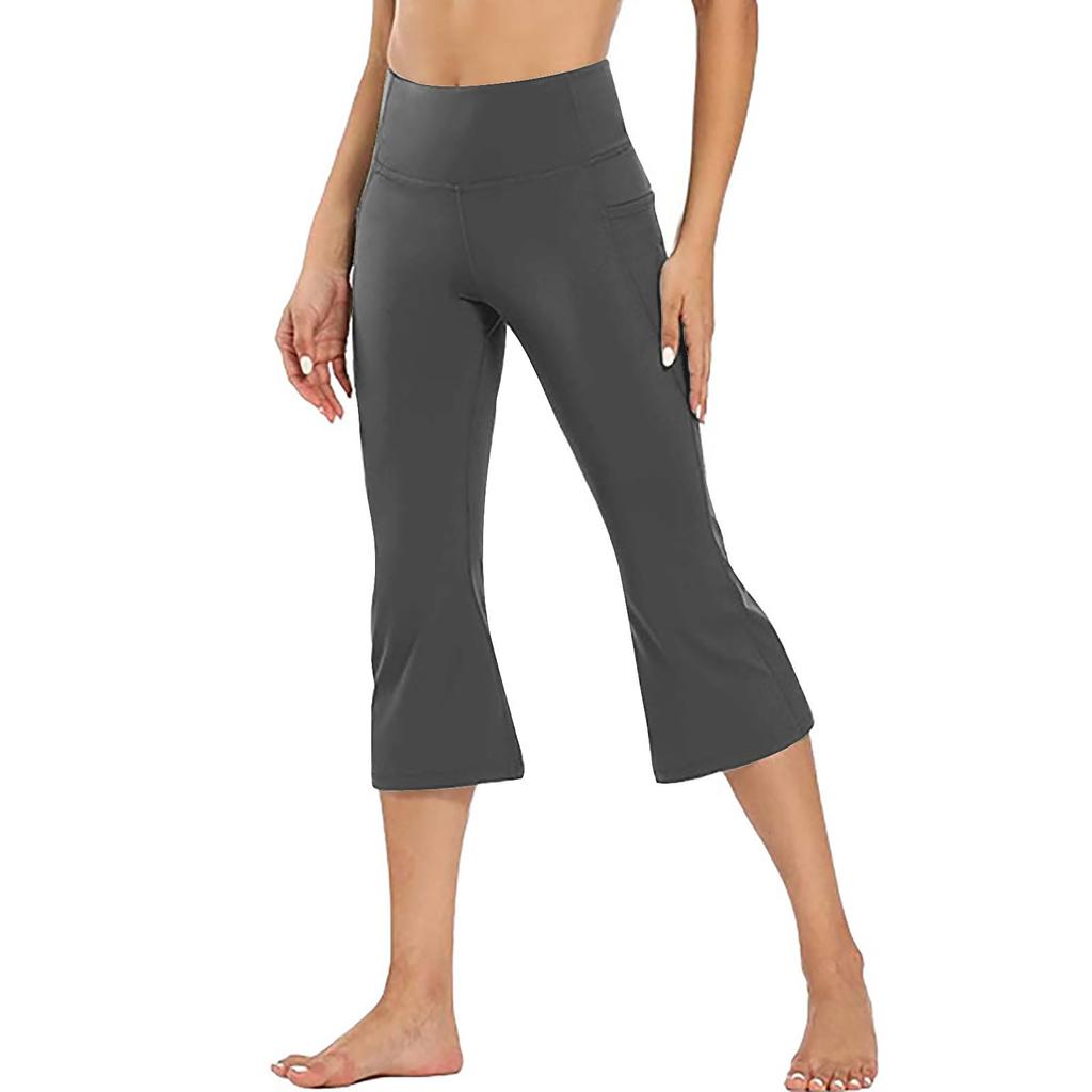 Women's Fashionable Yoga Pants With Pockets: Casual Flared Cropped Pants