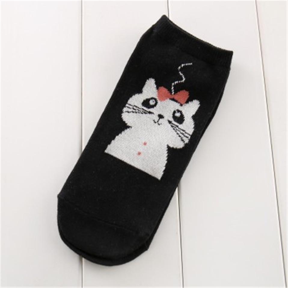 Cute Cat Patterned Cotton Short Socks Women Cartoon Pug Funny Ankle Socks Female Animal Socks