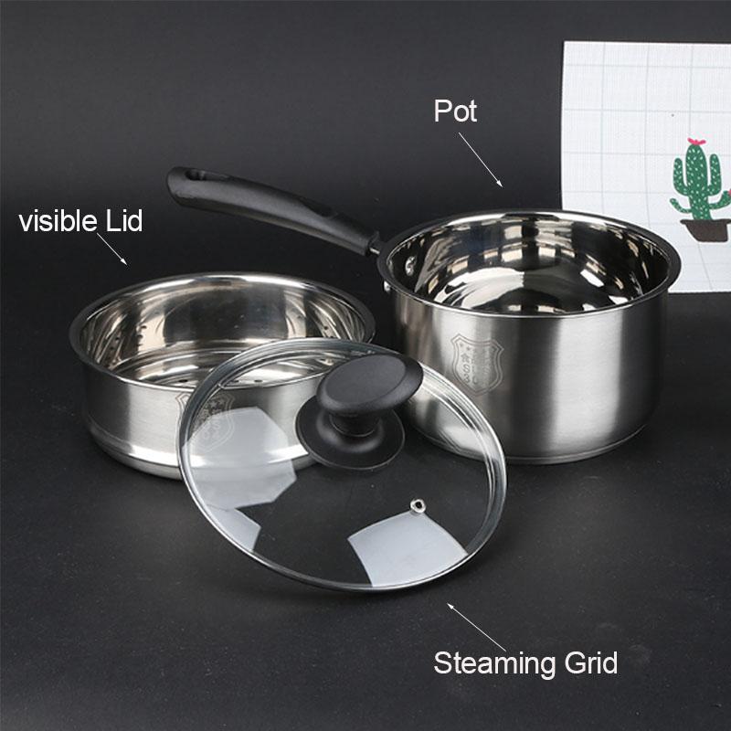 BORREY2.5LSoup Pot Milk Pan Steamer Thickened Metal Pot Universal Cooking Pots For Induction Cooker Gas Stove Steam Pot Cookware
