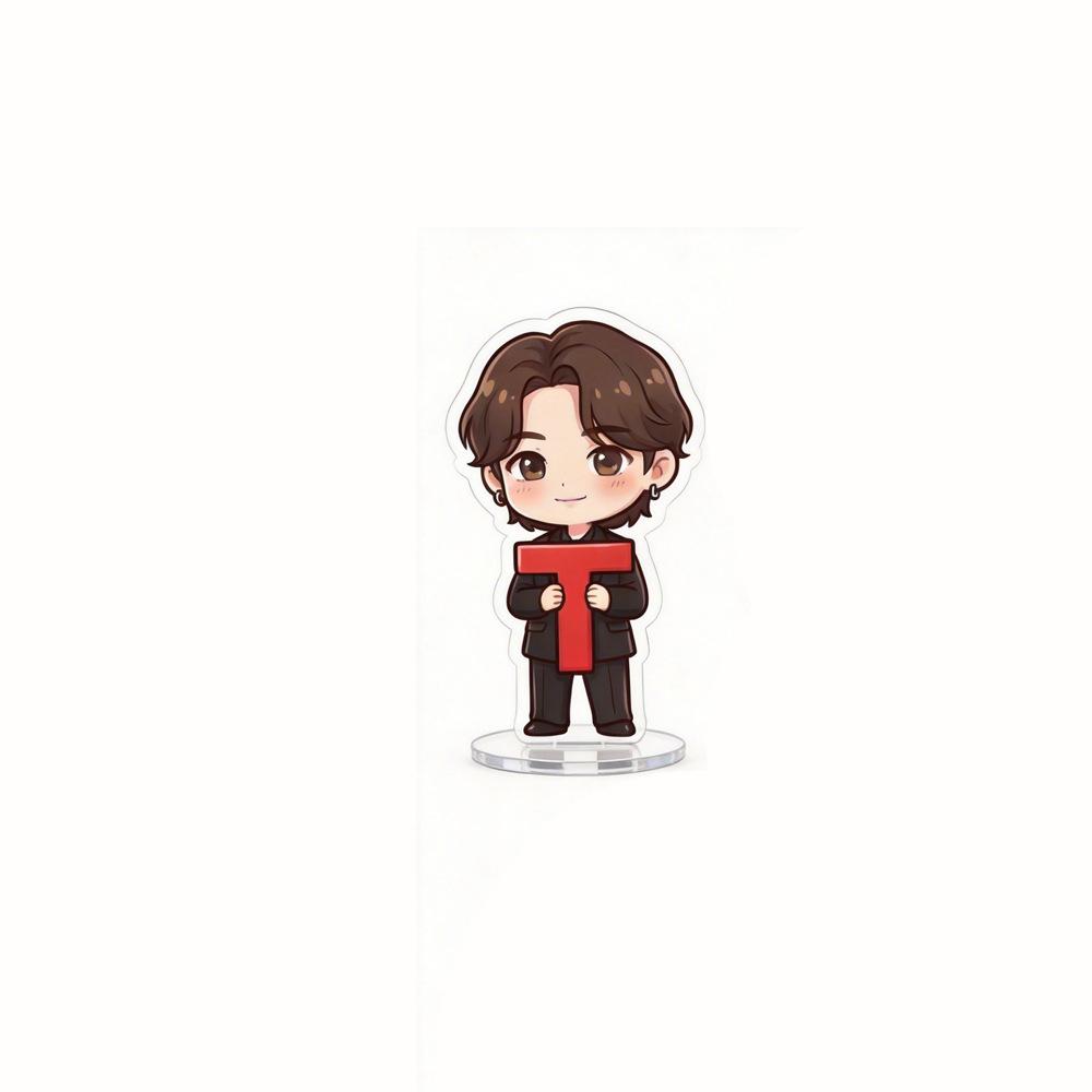 BTS TXEINVF Niedlicher Cartoon Acryl-Aufsteller, Bangtan Boys Cartoon-Figuren-Display mit Buchstaben, Kpop ARMY Fans Schreibtischdekoration