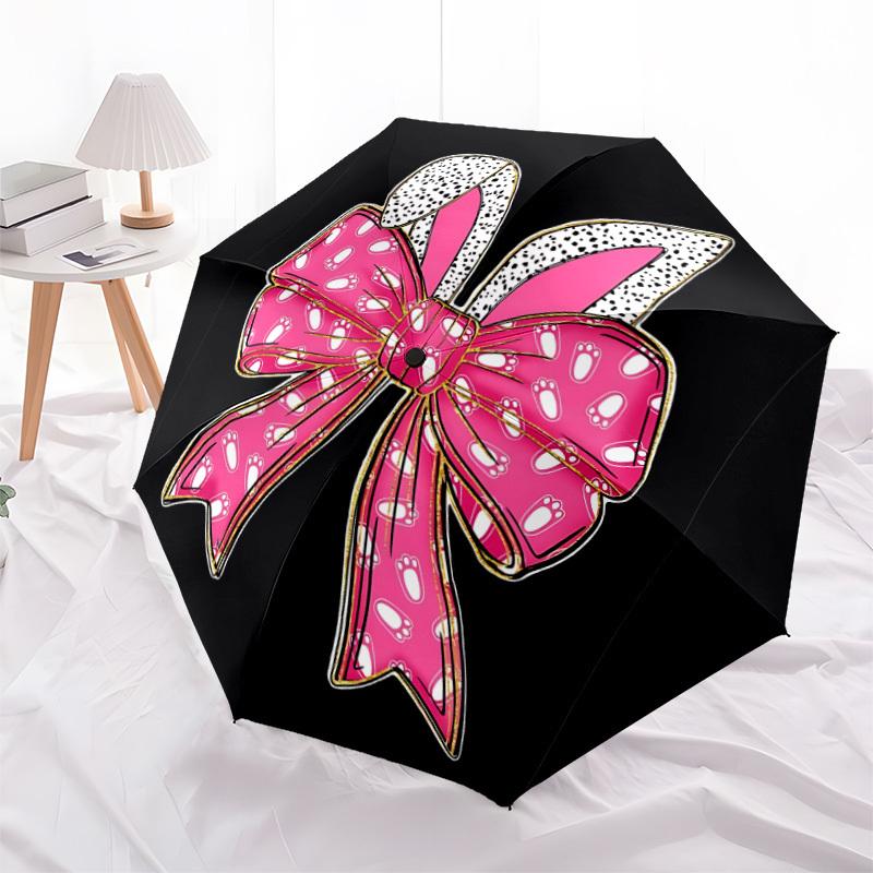 1pc Footprint Bow Automatic Open/Close Umbrella, Portable Folding Umbrella, Compact Travel Umbrella For106