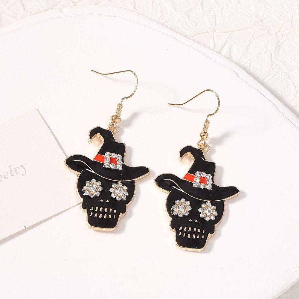 Skull Halloween Earrings Trick Spider Dangle Earrings Creative Pumpkin Ear Studs  Gift